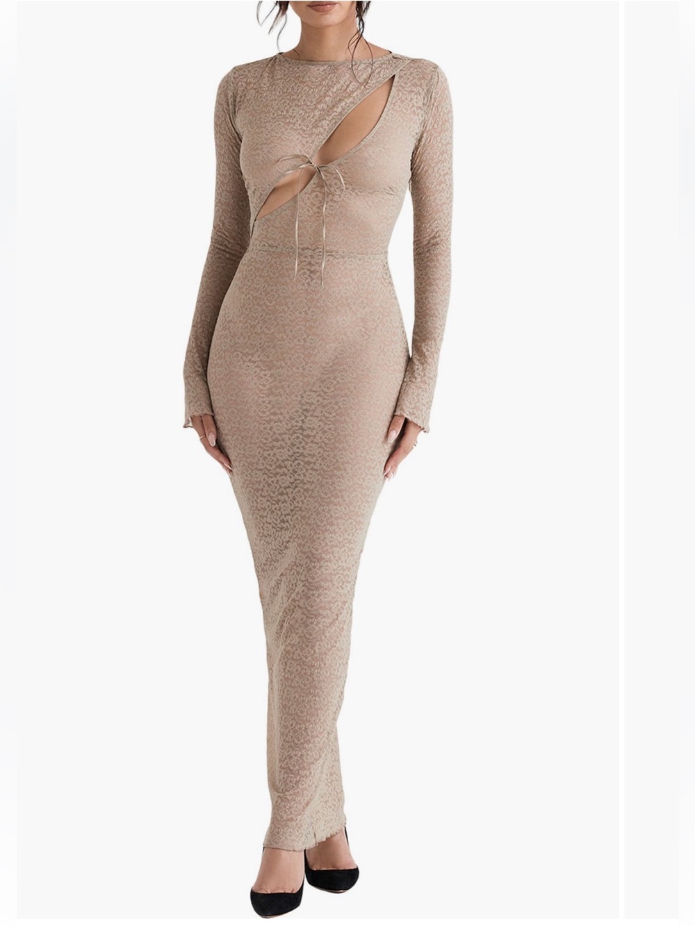 Giovanna floral lace long sleeve Bodycon Maxi Dress